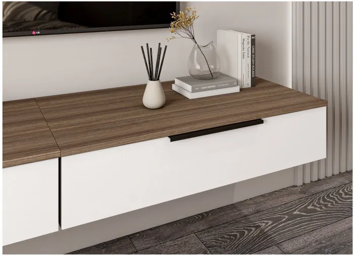 МС Роза Тумба подвесная (Ройс)+ ручка скоба (Орех Франклин карамель/Белый скин)