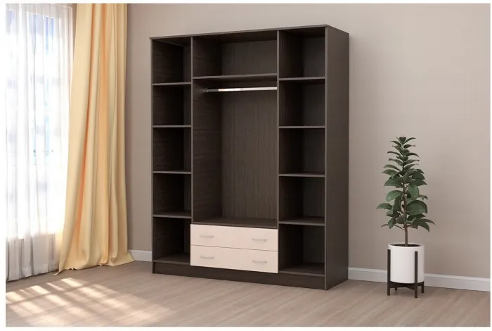 Кэт-7 Шкаф 4 -створчатый (Крафт золотой / Графит)