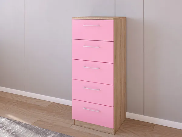 Комод 02/23 45х40х110 Сонома/Розовый