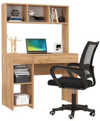 Стол компьютерный Комфорт 12.77F + кресло 103 чёрное, цвет дуб крафт золотой, ШхГхВ 100х49,8х147 см., универсальная сборка