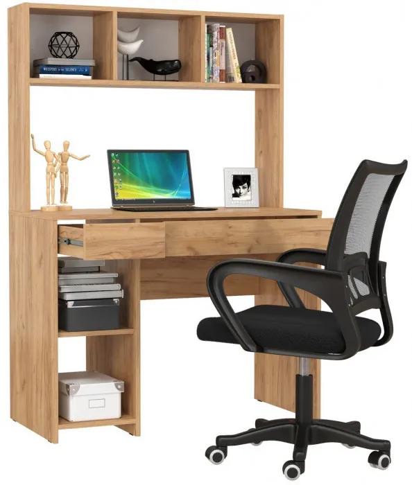 Стол компьютерный Комфорт 12.77F + кресло 103 чёрное, цвет дуб крафт золотой, ШхГхВ 100х49,8х147 см., универсальная сборка