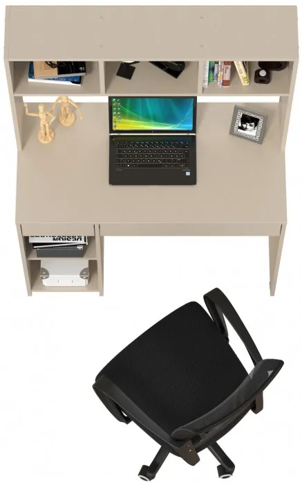 Стол компьютерный Комфорт 12.77F + кресло 103 чёрное, цвет сатин, ШхГхВ 100х49,8х147 см., универсальная сборка