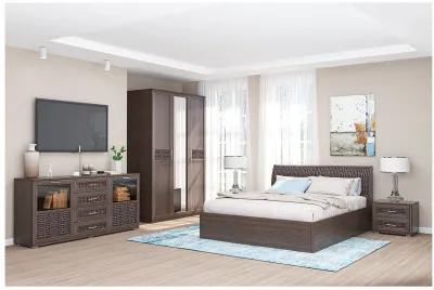 Модульная спальня Кэт-4 (композиция 2) (Венге / Caiman коричневый)