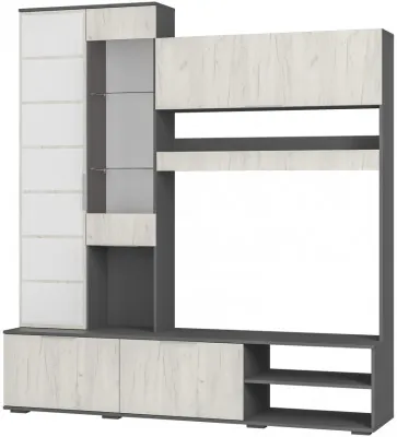Гостиная "Плаза" ЦС-01 Графит/Дуб крафт белый