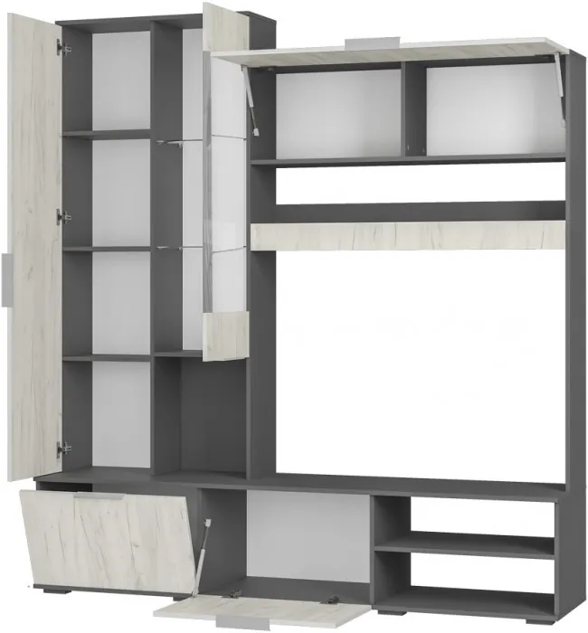 Гостиная "Плаза" ЦС-01 Графит/Дуб крафт белый