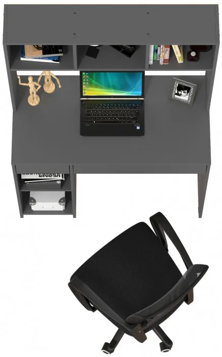 Стол компьютерный Комфорт 12.77F + кресло 103 чёрное, цвет тёмно-серый, ШхГхВ 100х49,8х147 см., универсальная сборка