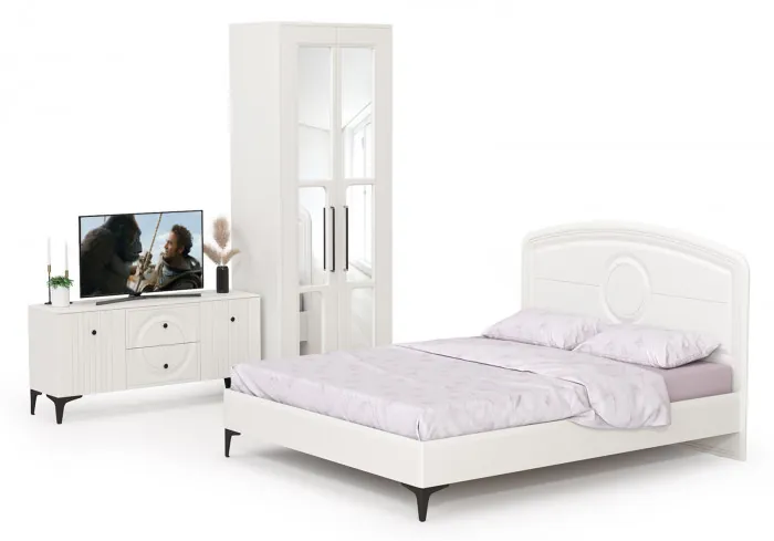 Валенсия Спальня № 41, цвет ЛДСП белый шагрень/МДФ белый шагрень, ортопед есть, сп. м. 1600х2000 мм., б/м