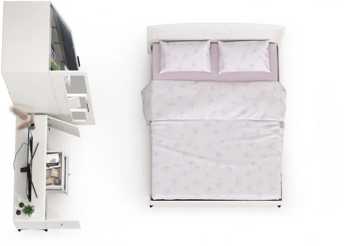 Валенсия Спальня № 41, цвет ЛДСП белый шагрень/МДФ белый шагрень, ортопед есть, сп. м. 1600х2000 мм., б/м