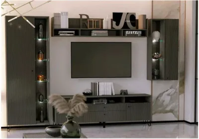 Модульная гостиная Оливия, композиция 1 (Графит, Графит Софт)