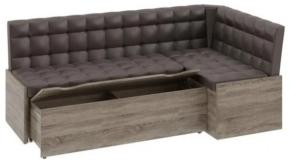 Форест Скамья угловая со спальным местом (Дуб Сонома трюфель/Кожзам коричневый)