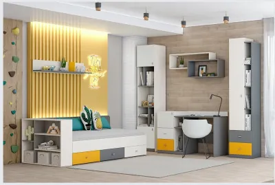 Модульная детская Клео набор 2 (Графит/Миндаль/Солнечный)