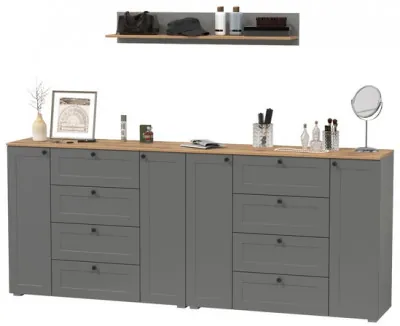 Остин Прихожая 70, цвет серый графит/дуб крафт золотой, ШхГхВ 240х41,9х160 см.