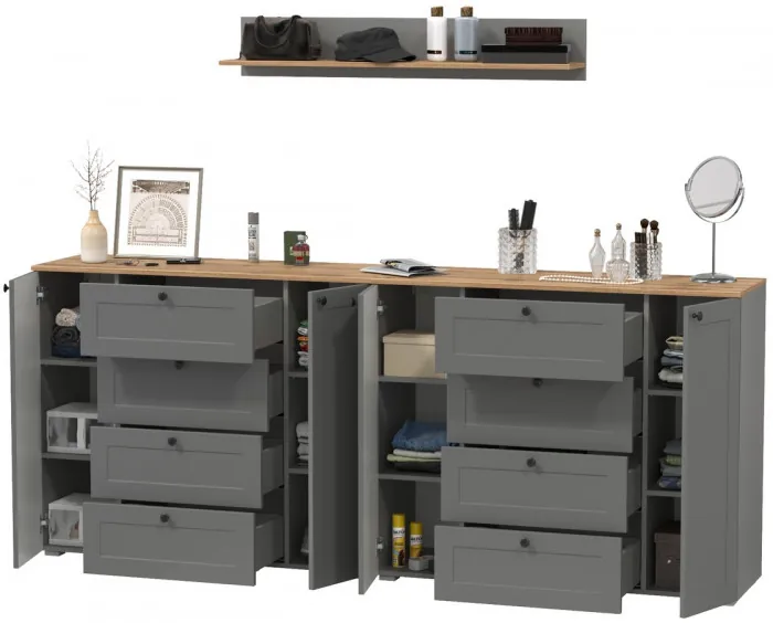 Остин Прихожая 70, цвет серый графит/дуб крафт золотой, ШхГхВ 240х41,9х160 см.