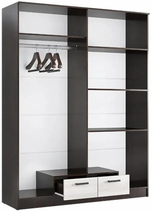 Адель Шкаф 1,6 + полки, Ясень шимо темный/светлый