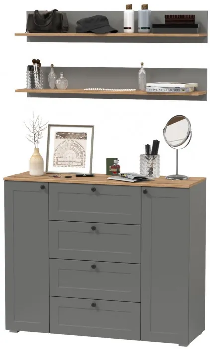 Остин Прихожая 71, цвет серый графит/дуб крафт золотой, ШхГхВ 120х41,9х180 см.