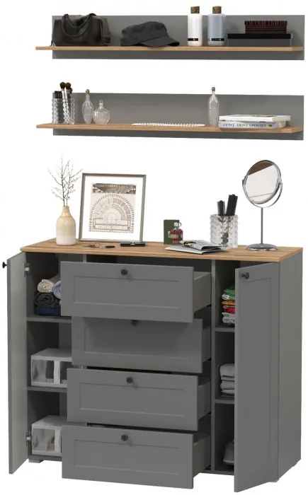 Остин Прихожая 71, цвет серый графит/дуб крафт золотой, ШхГхВ 120х41,9х180 см.