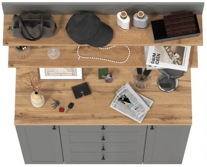 Остин Прихожая 71, цвет серый графит/дуб крафт золотой, ШхГхВ 120х41,9х180 см.