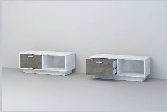 Эго Тумба Т-4 ПД (Глянец Белый/Бетон Светлый)