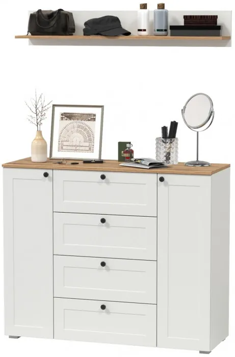 Остин Прихожая 72, цвет белый шагрень/дуб крафт золотой, ШхГхВ 120х41,9х160 см.