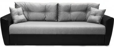 Диван-еврокнижка Амстердам, 150х195, пружинный блок, рогожка/экокожа, серый