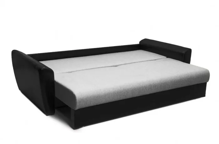 Диван-еврокнижка Амстердам, 150х195, пружинный блок, рогожка/экокожа, серый