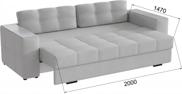 Диван раскладной Нави, светло-серый/мдф холст белый