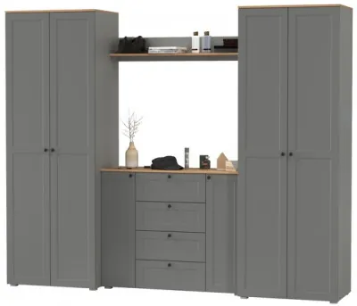 Остин Прихожая 73, цвет серый графит/дуб крафт золотой, ШхГхВ 280х54,3х229,6 см., универсальная сборка