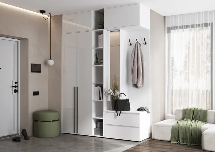 Норд Прихожая, композиция №2, Белый глянец/Белый