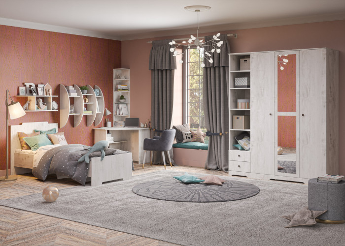 Модульная детская комната "Атланта", набор 2 - Бетон пайн светлый