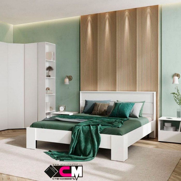 Хелен КР 03 Кровать 1.6х2.0 (1,670х0,928х2,114) белый/белый
