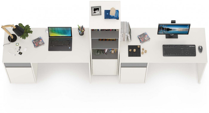 Торонто Компоновка № 15, цвет белый шагрень/стальной серый, ШхГхВ 280х53,1х149,7 см., универсальная сборка