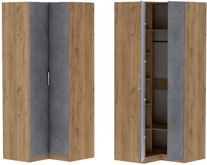 Шкаф угловой "Иннэс-7" - Крафт золотой/Бетон графит