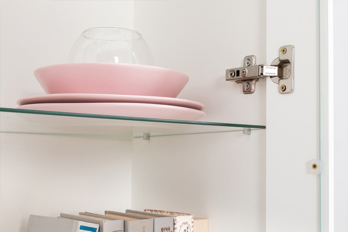 Валенсия Гостиная № 085, цвет ЛДСП белый шагрень/МДФ белый шагрень, ШхГхВ 405,3х38,3х225,2 см., универсальная сборка