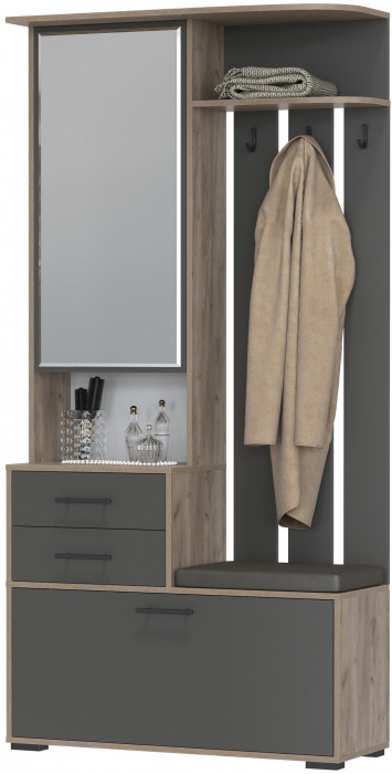 Прихожая 2-3431дкт/граф Домино - Шкаф с вешалкой, дуб крафт табачный/графит