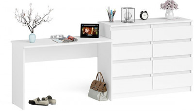 Мори Стол письменный МСП1200.1 + Комод МК1200.8, цвет белый, ШхГхВ 240,8х50х94 см., универсальная сборка