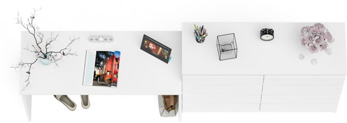 Мори Стол письменный МСП1200.1 + Комод МК1200.8, цвет белый, ШхГхВ 240,8х50х94 см., универсальная сборка