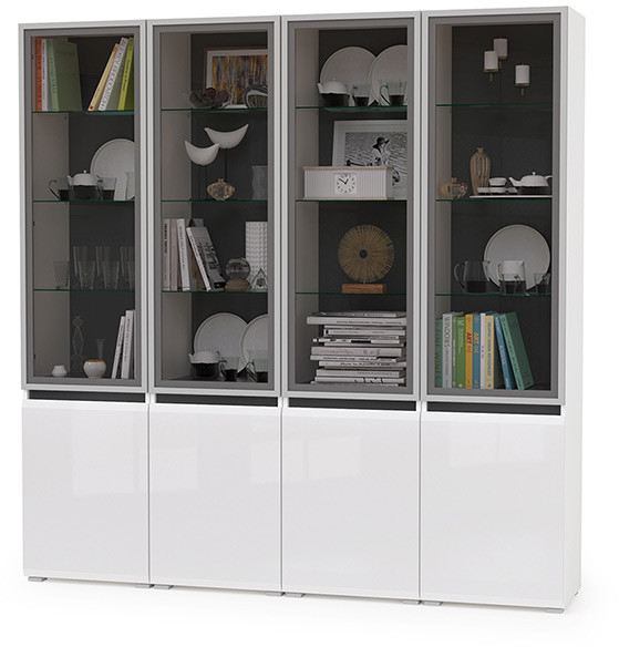 Сидней Комплектация № 018, корпус: белый/чёрный/фасады: МДФ белый глянец