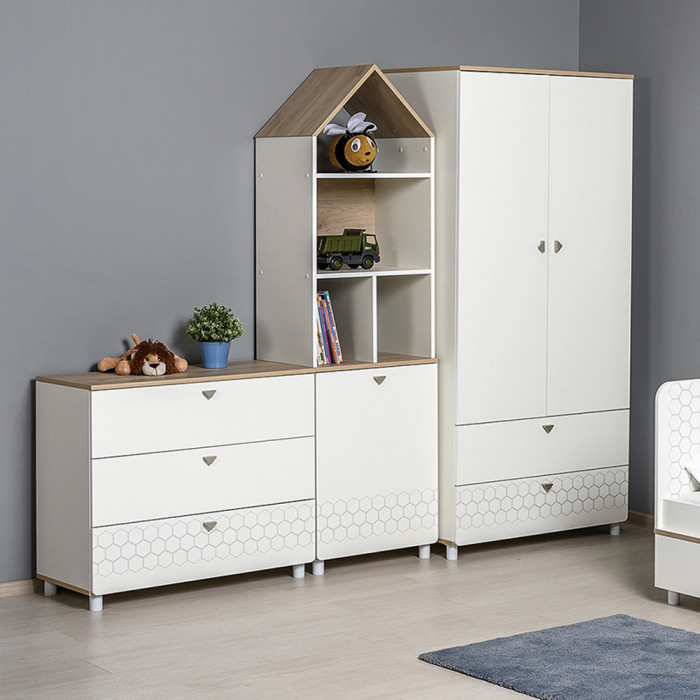 Эйп 13.14 Шкаф комбинированный, белый/дуб белый