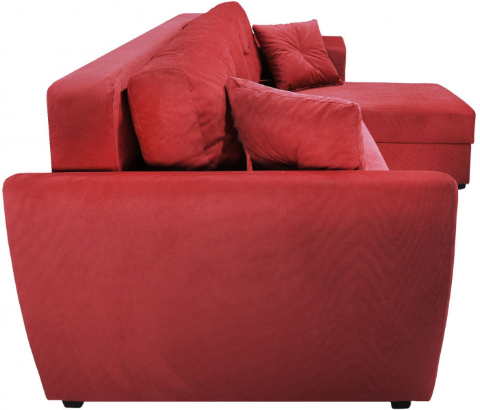 Диван-кровать угловой Амстердам Люкс, 150х200, еврокнижка, велюр, красный