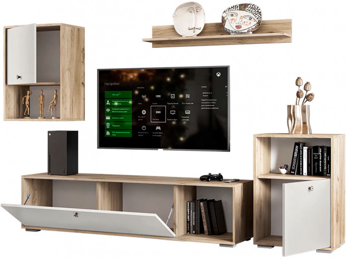 Гостиная "Нанси" дуб крафт серый/софт айвори