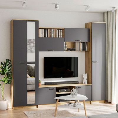 Гостиная Герда дуб крафт серый/серый графит