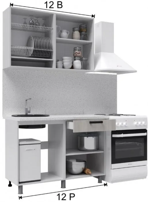 Кухонный гарнитур Осло 1,2м Сакура/Карбон вулкан