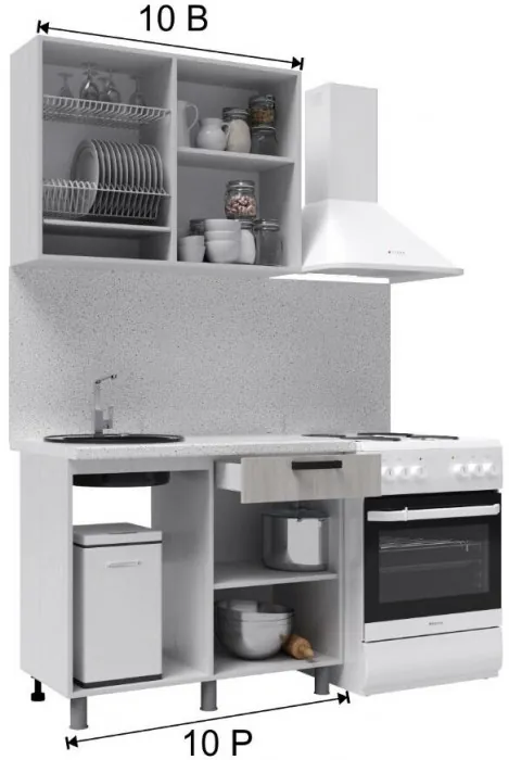 Кухонный гарнитур Бомбей 1,0м Сандал белый/Сандал серый