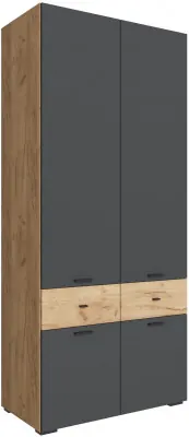 Шкаф 2-х створчатый Дублин, Дуб крафт золотой/Графит серый