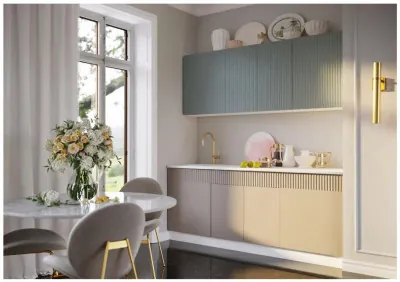 Кухня МДФ Оливия 2000 (Шарли Бриз/Шарли Мокко, Белый)