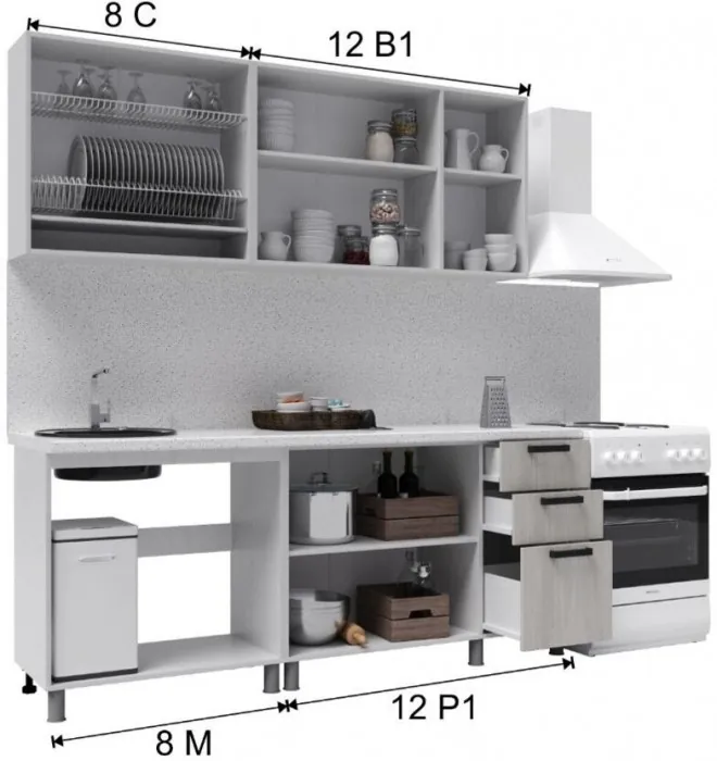 Кухонный гарнитур Нагано 2,0м Дуб Юкон