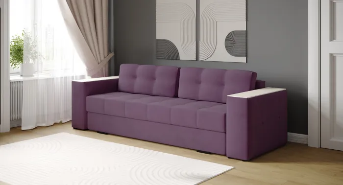 Диван раскладной Нави, винный/мдф клен кремовый