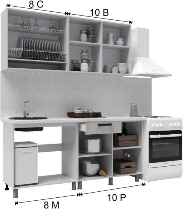 Кухонный гарнитур Нагано 1,8м Ясень Анкор Светлый