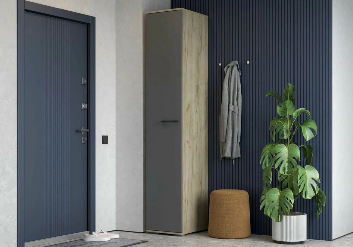 мс для прихожей Бостон ШК-400 дуб крафт серый/серый графит