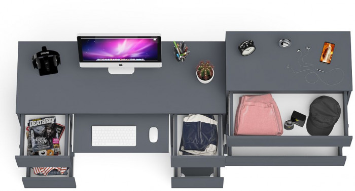 Мори компьютерный стол МС-2 + Комод МК800.4, графит